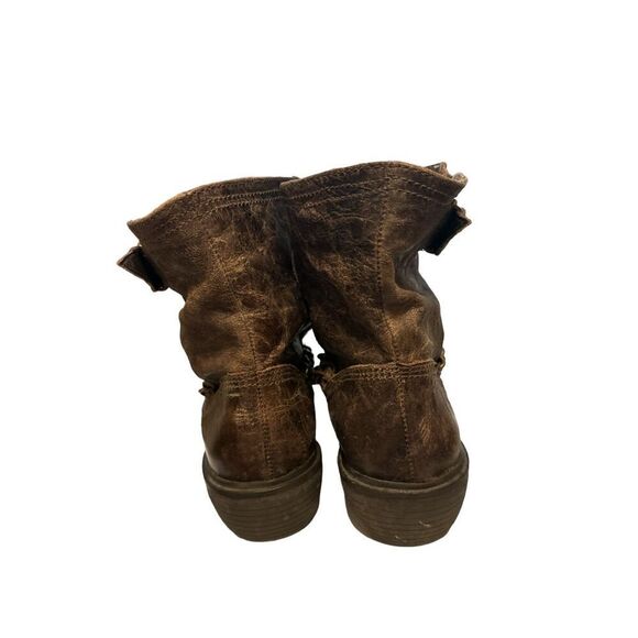 Y2K Vintage MIA Sz 10 Distressed Leather Strappy Chain Slouch Slip On Boots - Picture 4 of 7